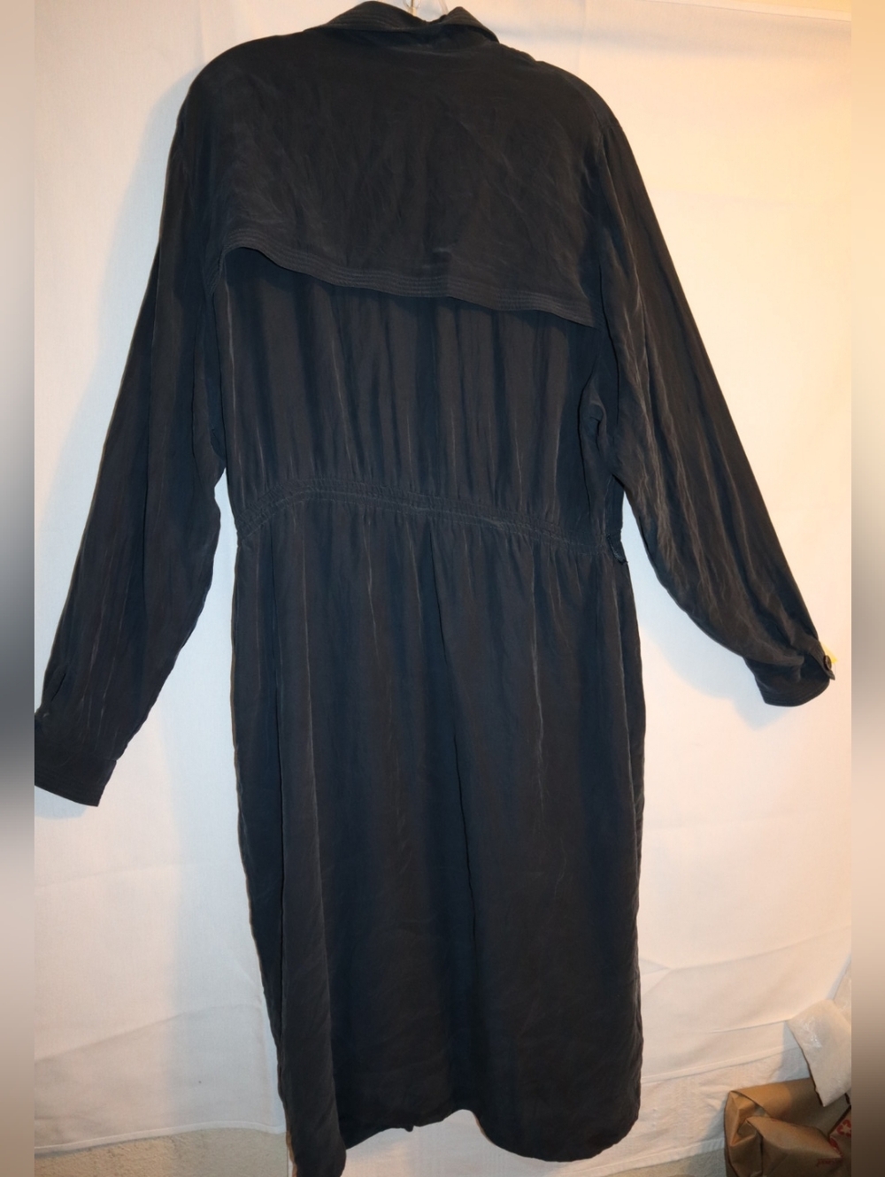 Fink Modell Grey Silk Buttoned Up Dress Midi Size 46 US 14 - Picture 6 of 10